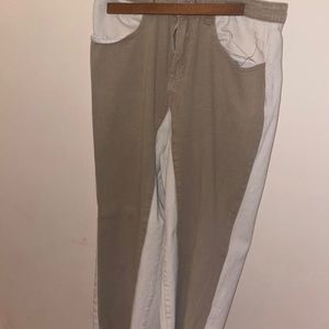 Neutral color block jeans
